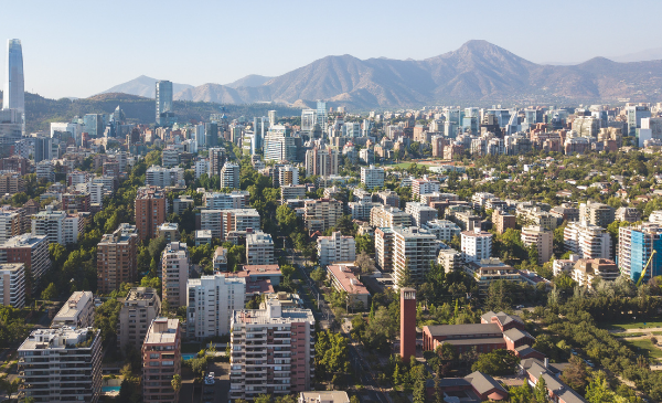 Skyline of Santiago with Andes in the background
