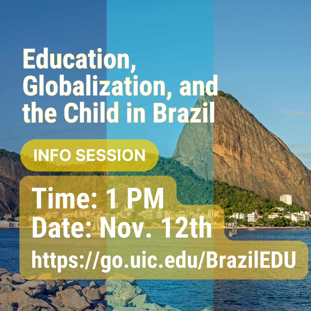 Graphic promoting the info. session with Sugar Loaf Mountain in the background.