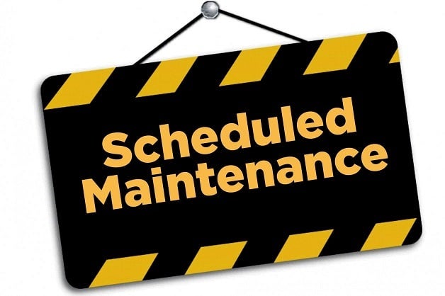 Sign that says scheduled maintenance